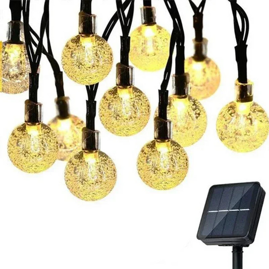 LED Solar String Lights with 8 Modes, Waterproof Crystal Fairy Lights for Outdoor Garden and Party Decoration