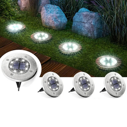 4PCS Solar LED Floor Lamps, 4/8 LEDs Outdoor Lawn Lights, Waterproof Underground Garden Decoration Lights