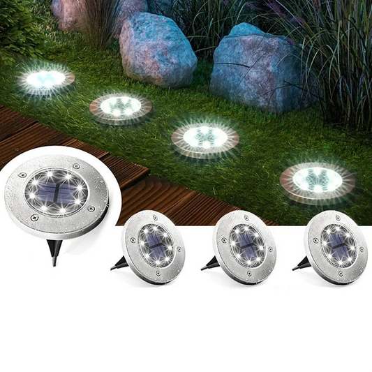 4PCS Solar LED Floor Lamps, 4/8 LEDs Outdoor Lawn Lights, Waterproof Underground Garden Decoration Lights