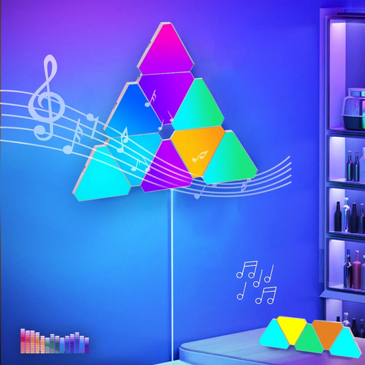 Smart LED WiFi Triangle Wall Light with RGB, APP Control, and Music Sync for Game Room and Bedroom Decoration